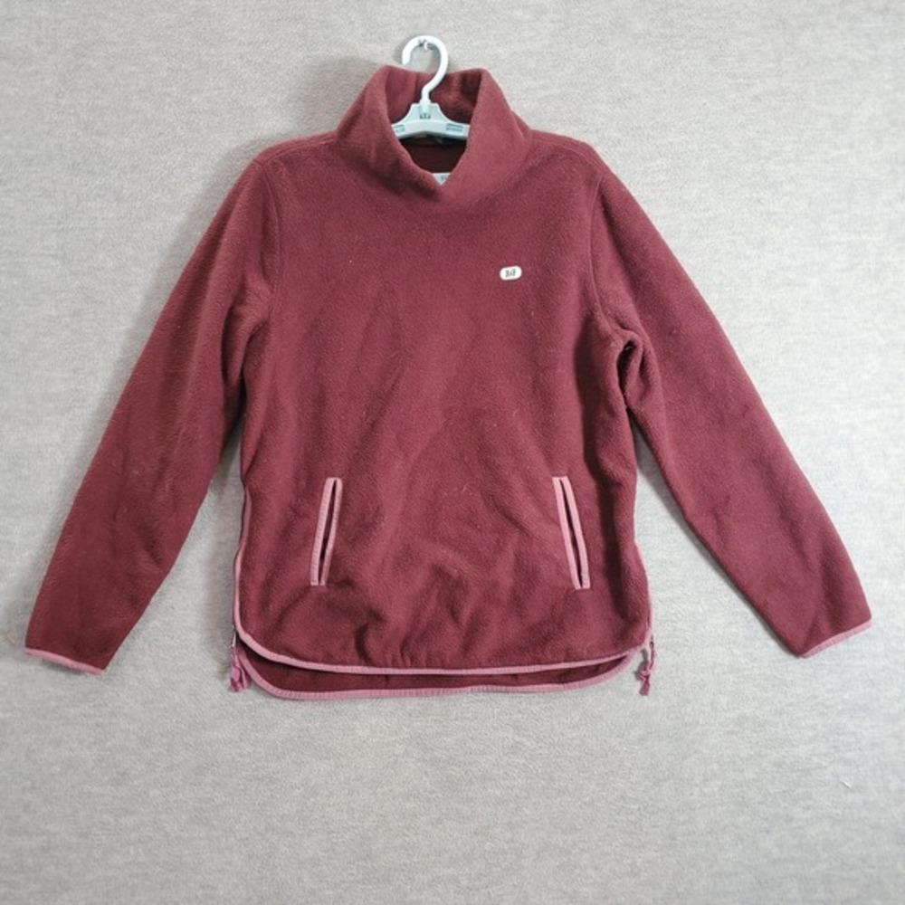 Abercrombie & Fitch Women Sweatshirt Medium Red Turtleneck Logo Fleece Pullover
